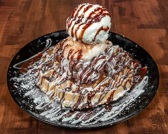 Chocolate Brownie Delight Waffle at Holy Shakes Calgary Sage Hill, AB